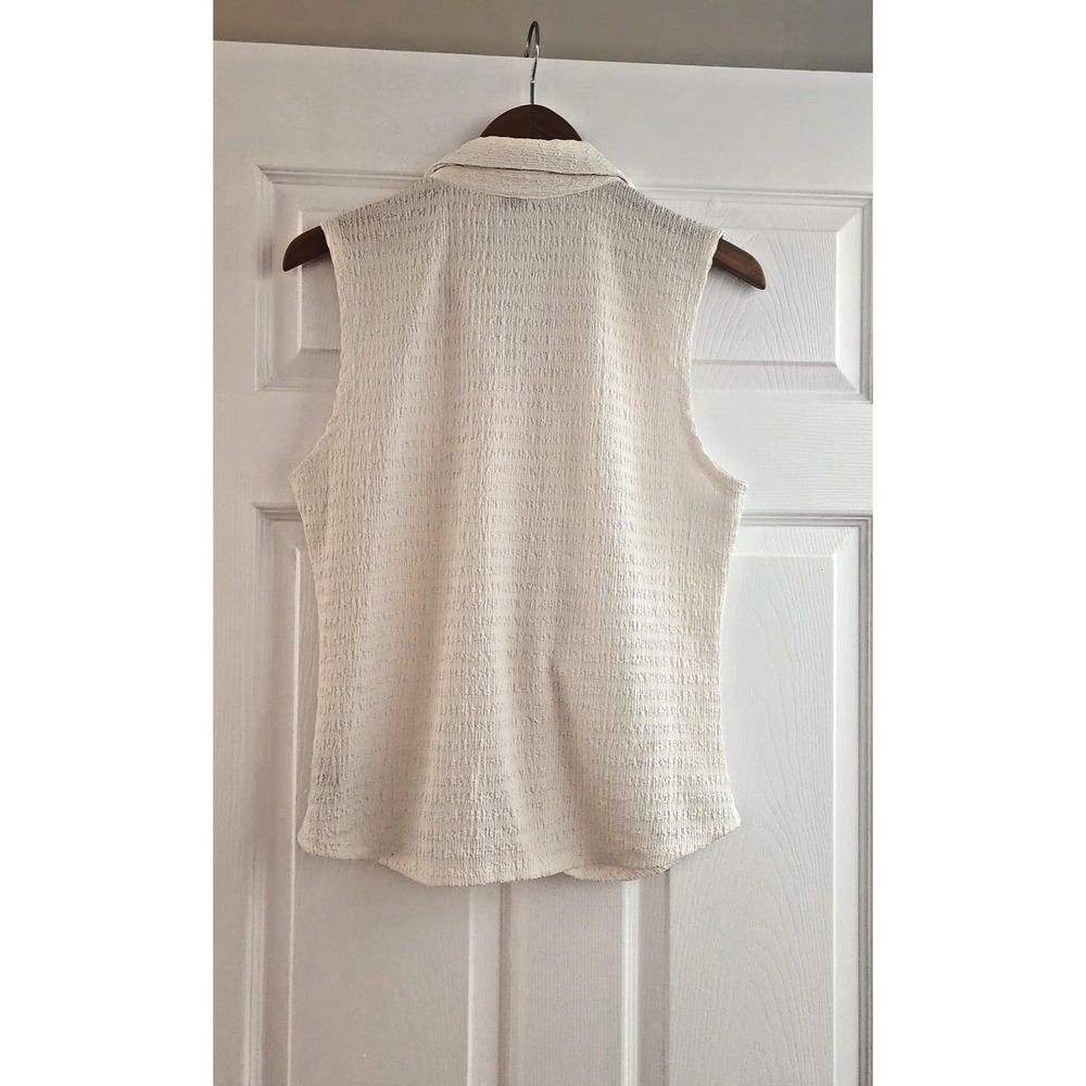 Women's Collared Sleeveless Ruched Top By Sanctuary Ivory  in XL - Picture 9 of 14